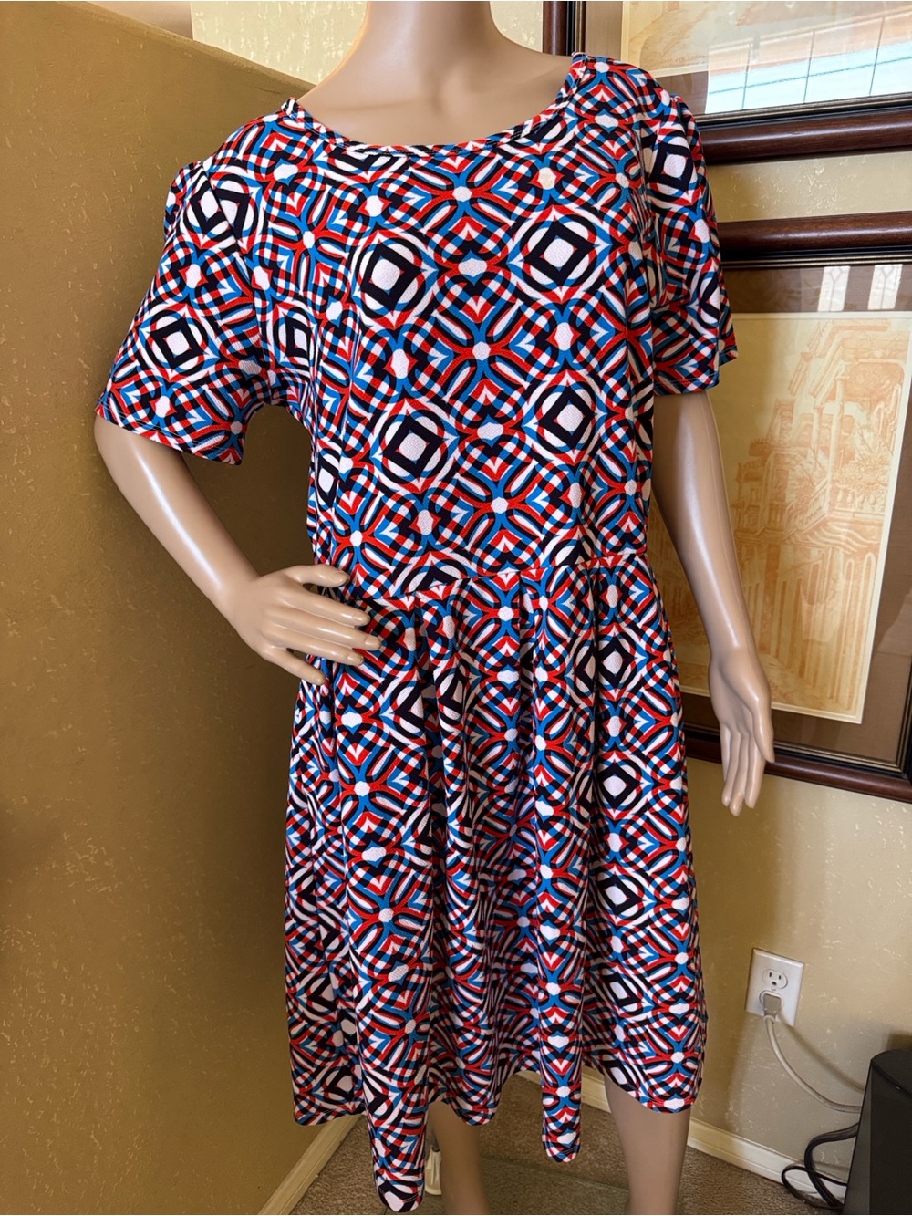 LulaRoe Women’s Fit & Flare Patriotic Dress sz 3XL